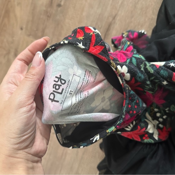 Little Sleepies Berry Merry Floral Christmas Dress Twirl Tulle Skirt Size 3T - Picture 3 of 3